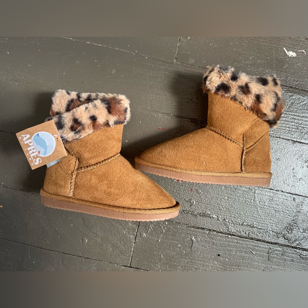 Apres brown winter boots with animal print fur size 12Y